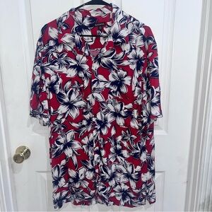 George Red and White Floral Shirt/b1047